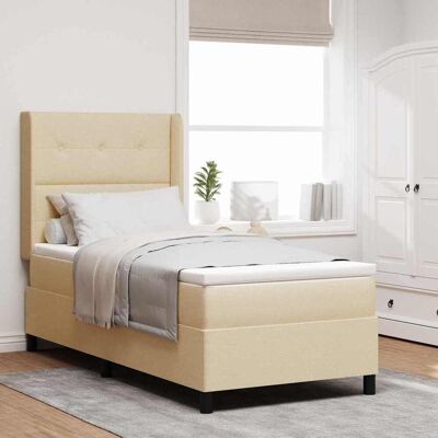vidaXL LED Boxspringbett mit Kopfteil Creme 90 x 190 cm Stoff - Creme vidaXL LED Boxspringbett mit Kopfteil Creme 90 x 190 cm Stoff - Creme