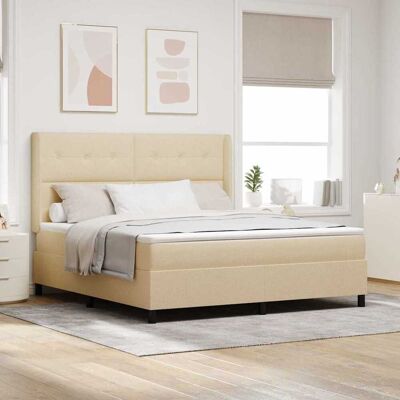 vidaXL LED Boxspringbett mit Kopfteil Creme 180 x 200 cm Stoff - Creme vidaXL LED Boxspringbett mit Kopfteil Creme 180 x 200 cm Stoff - Creme