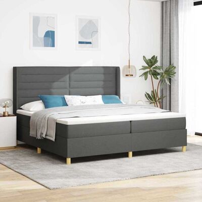 vidaXL Boxspringbett mit Matratze mit LED Grau 200 x 200 cm Stoff - Grau vidaXL Boxspringbett mit Matratze mit LED Grau 200 x 200 cm Stoff - Grau