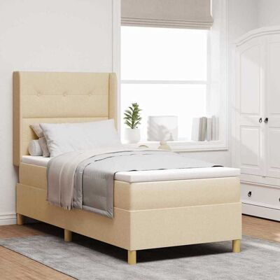 vidaXL Boxspringbett mit LED-Lichtleisten Creme 90 x 190 cm Stoff - Creme vidaXL Boxspringbett mit LED-Lichtleisten Creme 90 x 190 cm Stoff - Creme