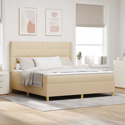 vidaXL Boxspringbett mit LED-Lichtleisten Creme 180 x 200 cm Stoff - Creme vidaXL Boxspringbett mit LED-Lichtleisten Creme 180 x 200 cm Stoff - Creme