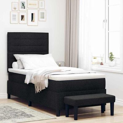 vidaXL Boxspringbett mit Kopfteil Schwarz 100 x 200 cm Stoff - Schwarz vidaXL Boxspringbett mit Kopfteil Schwarz 100 x 200 cm Stoff - Schwarz