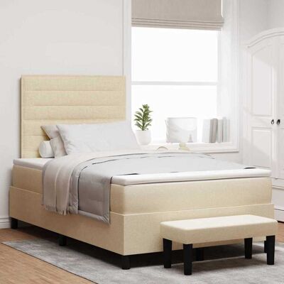 vidaXL Boxspringbett mit Kopfteil Creme 120 x 190 cm Stoff - Creme vidaXL Boxspringbett mit Kopfteil Creme 120 x 190 cm Stoff - Creme