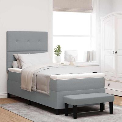 vidaXL Boxspringbett mit Kopfteil Hellgrau 90 x 190 cm Stoff - Hellgrau vidaXL Boxspringbett mit Kopfteil Hellgrau 90 x 190 cm Stoff - Hellgrau