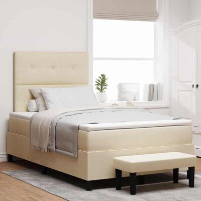 vidaXL Boxspringbett mit Kopfteil Creme 120 x 190 cm Stoff - Creme vidaXL Boxspringbett mit Kopfteil Creme 120 x 190 cm Stoff - Creme