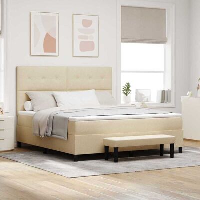 vidaXL Boxspringbett mit Kopfteil Creme 180 x 200 cm Stoff - Creme vidaXL Boxspringbett mit Kopfteil Creme 180 x 200 cm Stoff - Creme