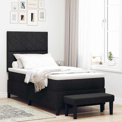 vidaXL Boxspringbett mit Kopfteil Schwarz 100 x 200 cm Stoff - Schwarz vidaXL Boxspringbett mit Kopfteil Schwarz 100 x 200 cm Stoff - Schwarz