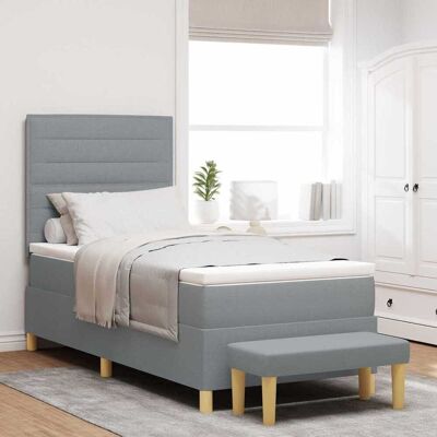 vidaXL Boxspringbett mit Kopfteil Hellgrau 200 x 80 cm Stoff - Hellgrau vidaXL Boxspringbett mit Kopfteil Hellgrau 200 x 80 cm Stoff - Hellgrau