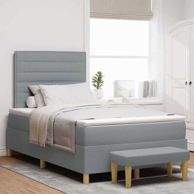vidaXL Boxspringbett mit Kopfteil Hellgrau 190 x 120 cm Stoff - Hellgrau vidaXL Boxspringbett mit Kopfteil Hellgrau 190 x 120 cm Stoff - Hellgrau