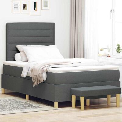 vidaXL Boxspringbett mit Kopfteil Dunkelgrau 190 x 120 cm Stoff - Grau vidaXL Boxspringbett mit Kopfteil Dunkelgrau 190 x 120 cm Stoff - Grau