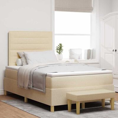 vidaXL Boxspringbett mit Kissen mit Kopfteil Creme 190 x 120 cm Stoff - Creme vidaXL Boxspringbett mit Kissen mit Kopfteil Creme 190 x 120 cm Stoff - Creme