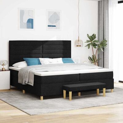 vidaXL Boxspringbett mit Matratze Schwarz 200 x 200 cm Stoff - Schwarz vidaXL Boxspringbett mit Matratze Schwarz 200 x 200 cm Stoff - Schwarz