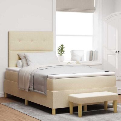 vidaXL Boxspringbett mit Kopfteil Creme 190 x 120 cm Stoff - Creme vidaXL Boxspringbett mit Kopfteil Creme 190 x 120 cm Stoff - Creme