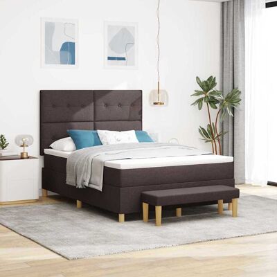 vidaXL Boxspringbett mit Kissen Dunkelbraun 200 x 140 cm Stoff - Braun vidaXL Boxspringbett mit Kissen Dunkelbraun 200 x 140 cm Stoff - Braun