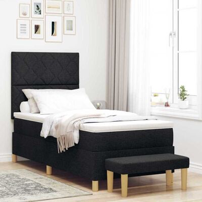 vidaXL Boxspringbett mit Kissen Schwarz 200 x 100 cm Stoff - Schwarz vidaXL Boxspringbett mit Kissen Schwarz 200 x 100 cm Stoff - Schwarz