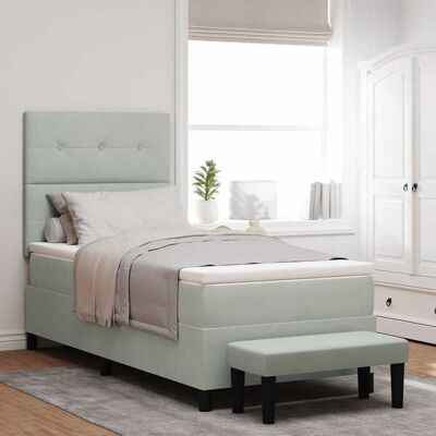vidaXL Boxspringbett mit Kopfteil Hellgrau 200 x 80 cm Samt - Hellgrau vidaXL Boxspringbett mit Kopfteil Hellgrau 200 x 80 cm Samt - Hellgrau