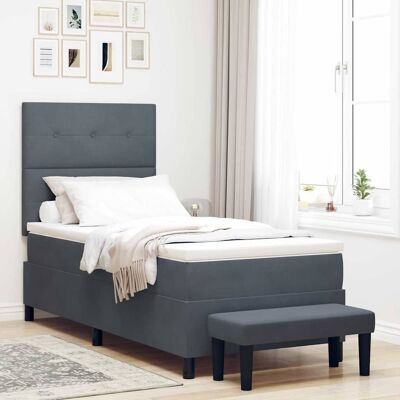 vidaXL Boxspringbett mit Kopfteil Dunkelgrau 190 x 90 cm Samt - Grau vidaXL Boxspringbett mit Kopfteil Dunkelgrau 190 x 90 cm Samt - Grau