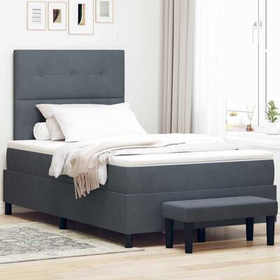 vidaXL Boxspringbett mit Kopfteil Dunkelgrau 190 x 120 cm Samt - Grau vidaXL Boxspringbett mit Kopfteil Dunkelgrau 190 x 120 cm Samt - Grau