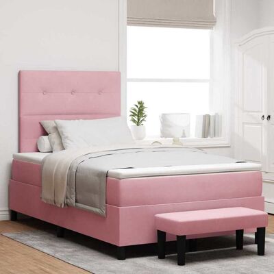 vidaXL Boxspringbett mit Kopfteil Rosa 190 x 120 cm Samt - Rosa vidaXL Boxspringbett mit Kopfteil Rosa 190 x 120 cm Samt - Rosa