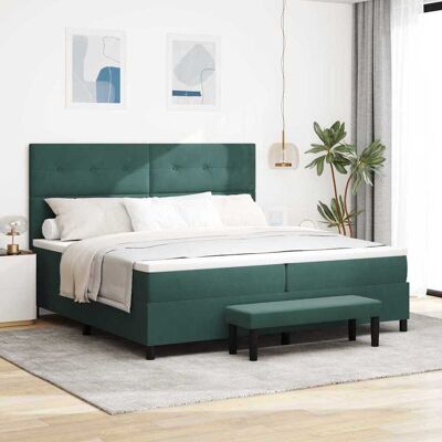 vidaXL Boxspringbett mit Kopfteil Dunkelgrün 200 x 200 cm Samt - Grün vidaXL Boxspringbett mit Kopfteil Dunkelgrün 200 x 200 cm Samt - Grün