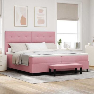 vidaXL Boxspringbett mit Kopfteil Rosa 200 x 200 cm Samt - Rosa vidaXL Boxspringbett mit Kopfteil Rosa 200 x 200 cm Samt - Rosa