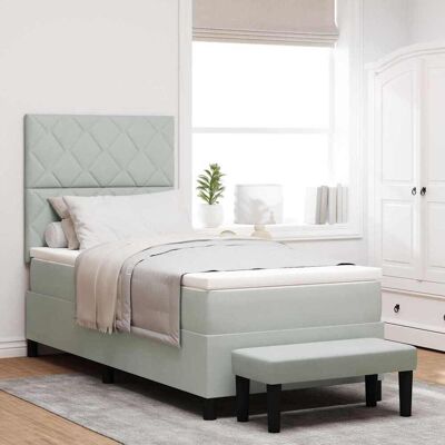 vidaXL Boxspringbett mit Kopfteil Hellgrau 190 x 90 cm Samt - Hellgrau vidaXL Boxspringbett mit Kopfteil Hellgrau 190 x 90 cm Samt - Hellgrau