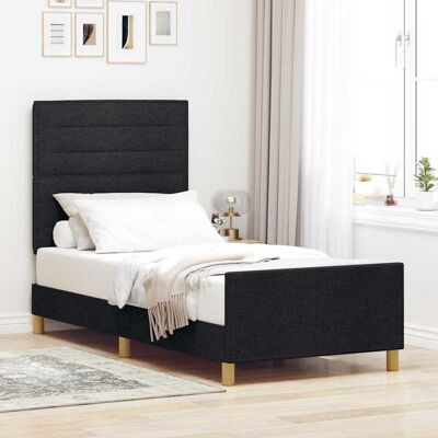 vidaXL Bettgestell mit Kopfteil Schwarz 100 x 200 cm Stoff - Schwarz vidaXL Bettgestell mit Kopfteil Schwarz 100 x 200 cm Stoff - Schwarz