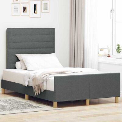 vidaXL Bettgestell mit Kopfteil Dunkelgrau 120 x 190 cm Stoff - Grau vidaXL Bettgestell mit Kopfteil Dunkelgrau 120 x 190 cm Stoff - Grau