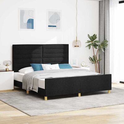 vidaXL Bettgestell mit Kopfteil Schwarz 180 x 200 cm Stoff - Schwarz vidaXL Bettgestell mit Kopfteil Schwarz 180 x 200 cm Stoff - Schwarz