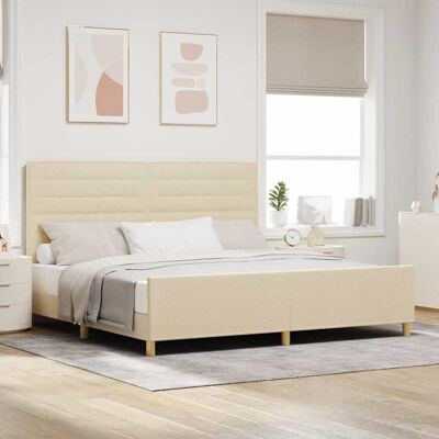 vidaXL Bettgestell mit Kopfteil Creme 200 x 200 cm Stoff - Creme vidaXL Bettgestell mit Kopfteil Creme 200 x 200 cm Stoff - Creme