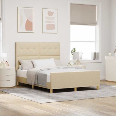 vidaXL Bettgestell - 140x190 Creme - Minimalistischer Stil vidaXL Bettgestell - 140x190 Creme - Minimalistischer Stil