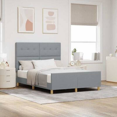 vidaXL Bettgestell mit Kopfteil Hellgrau 140 x 200 cm Stoff - Hellgrau vidaXL Bettgestell mit Kopfteil Hellgrau 140 x 200 cm Stoff - Hellgrau