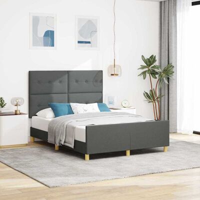 vidaXL Bettgestell mit Kopfteil Dunkelgrau 140 x 200 cm Stoff - Grau vidaXL Bettgestell mit Kopfteil Dunkelgrau 140 x 200 cm Stoff - Grau