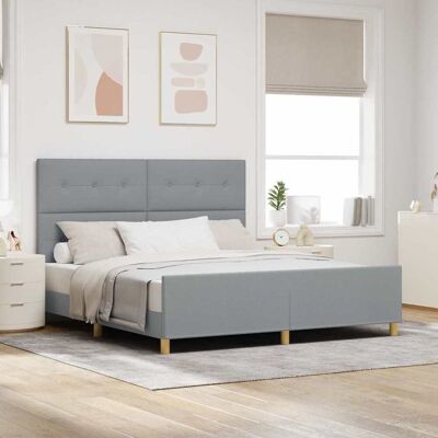 vidaXL Bettgestell mit Kopfteil Hellgrau 180 x 200 cm Stoff - Hellgrau vidaXL Bettgestell mit Kopfteil Hellgrau 180 x 200 cm Stoff - Hellgrau