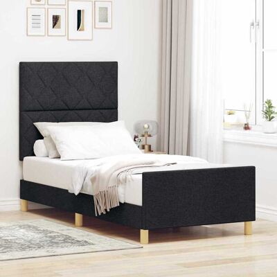vidaXL Bettgestell mit Kopfteil Schwarz 100 x 200 cm Stoff - Schwarz vidaXL Bettgestell mit Kopfteil Schwarz 100 x 200 cm Stoff - Schwarz