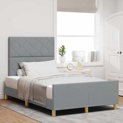vidaXL Bettgestell mit Kopfteil Hellgrau 120 x 190 cm Stoff - Hellgrau vidaXL Bettgestell mit Kopfteil Hellgrau 120 x 190 cm Stoff - Hellgrau