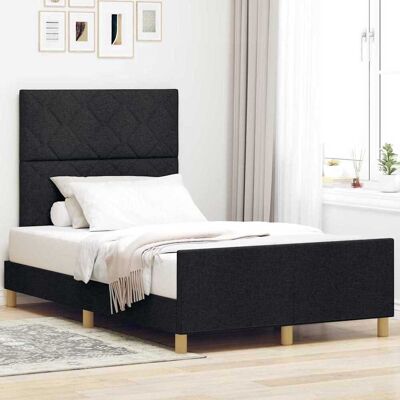 vidaXL Bettgestell mit Kopfteil Schwarz 120 x 190 cm Stoff - Schwarz vidaXL Bettgestell mit Kopfteil Schwarz 120 x 190 cm Stoff - Schwarz