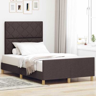 vidaXL Bettgestell mit Kopfteil Dunkelbraun 120 x 190 cm Stoff - Braun vidaXL Bettgestell mit Kopfteil Dunkelbraun 120 x 190 cm Stoff - Braun