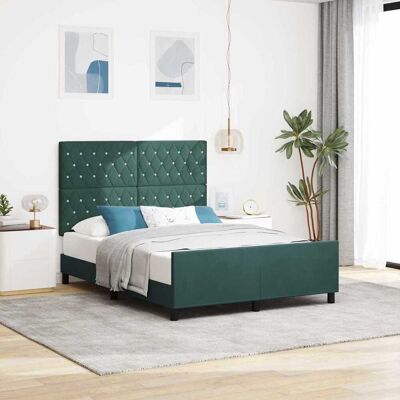 vidaXL Boxspringbett mit Kopfteil Dunkelgrün 140 x 190 cm Samt - Grün vidaXL Boxspringbett mit Kopfteil Dunkelgrün 140 x 190 cm Samt - Grün