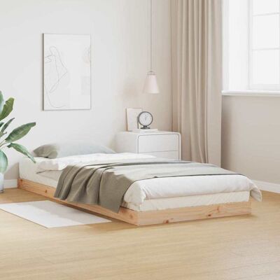 vidaXL Bodenbettrahmen Natur 90 x 220 cm Massives Kiefernholz - Beige vidaXL Bodenbettrahmen Natur 90 x 220 cm Massives Kiefernholz - Beige