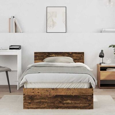 vidaXL Bettrahmen Wandmontage Altholz 203 x 104 x 70 cm Holzwerkstoff - Braun vidaXL Bettrahmen Wandmontage Altholz 203 x 104 x 70 cm Holzwerkstoff - Braun