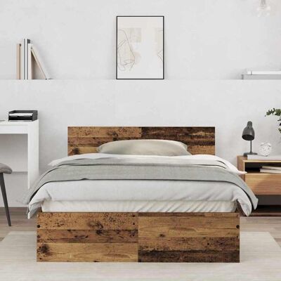 vidaXL Bettrahmen Wandmontage Altholz 193 x 125 x 70 cm Holzwerkstoff - Braun vidaXL Bettrahmen Wandmontage Altholz 193 x 125 x 70 cm Holzwerkstoff - Braun