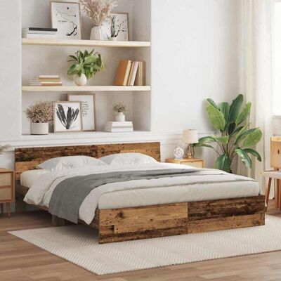 vidaXL Bettrahmen Wandmontage Altholz 203 x 185 x 70 cm Holzwerkstoff - Braun vidaXL Bettrahmen Wandmontage Altholz 203 x 185 x 70 cm Holzwerkstoff - Braun