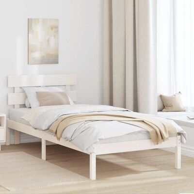 vidaXL Bettgestell mit Kopfteil Weiß 80 x 200 cm Massivholz Kiefer - Weiß vidaXL Bettgestell mit Kopfteil Weiß 80 x 200 cm Massivholz Kiefer - Weiß