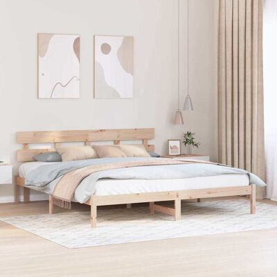 vidaXL Bettgestell mit Kopfteil Braun 180 x 200 cm Massivholz Kiefer - Braun vidaXL Bettgestell mit Kopfteil Braun 180 x 200 cm Massivholz Kiefer - Braun