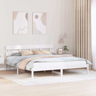 vidaXL Bettgestell mit Kopfteil Weiß 180 x 200 cm Massivholz Kiefer - Weiß vidaXL Bettgestell mit Kopfteil Weiß 180 x 200 cm Massivholz Kiefer - Weiß