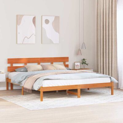 vidaXL Bettgestell mit Kopfteil Braun 180 x 200 cm Massivholz Kiefer - Braun vidaXL Bettgestell mit Kopfteil Braun 180 x 200 cm Massivholz Kiefer - Braun