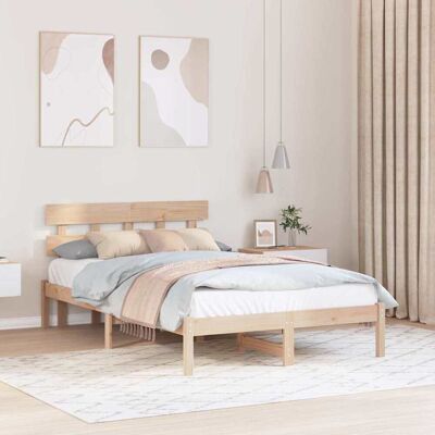 vidaXL Bettgestell mit Kopfteil Braun 140 x 190 cm Massivholz Kiefer - Braun vidaXL Bettgestell mit Kopfteil Braun 140 x 190 cm Massivholz Kiefer - Braun