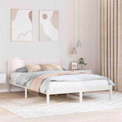 vidaXL Bettgestell Weiß 160 x 200 cm Massivholz Kiefer - Weiß vidaXL Bettgestell Weiß 160 x 200 cm Massivholz Kiefer - Weiß