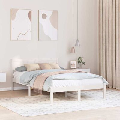 vidaXL Bettgestell Weiß 140 x 190 cm Massivholz Kiefer - Weiß vidaXL Bettgestell Weiß 140 x 190 cm Massivholz Kiefer - Weiß